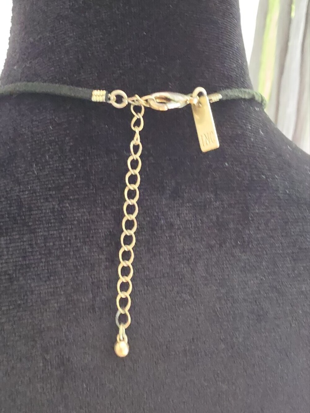 INC International Concepts Black Leather Cord Layered Necklace with Gold Arcs - Picture 5 of 6